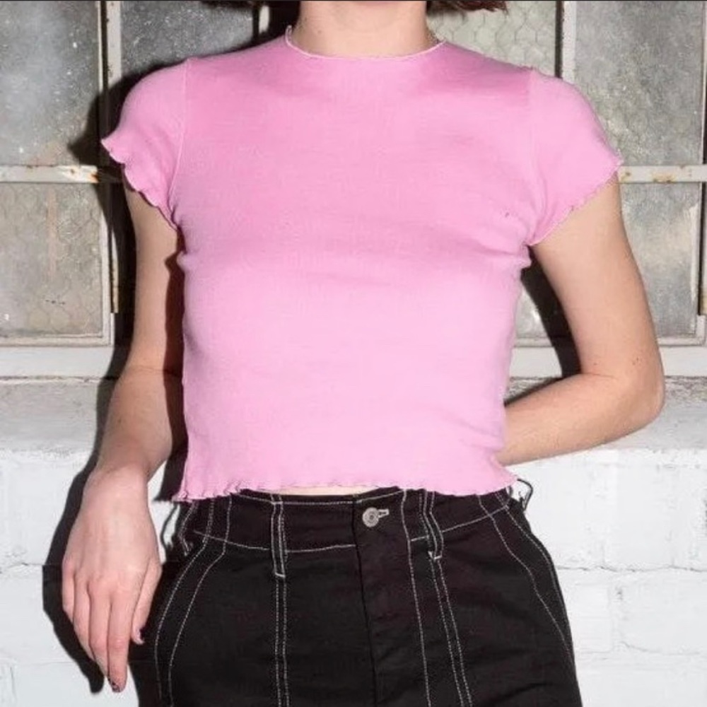 Bubblegum Pink Brandy Melville Ruffle Top